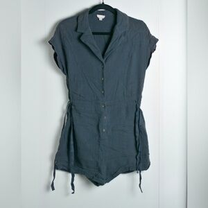 Dark Gray Blue Button-Up Romper (boutique brand)